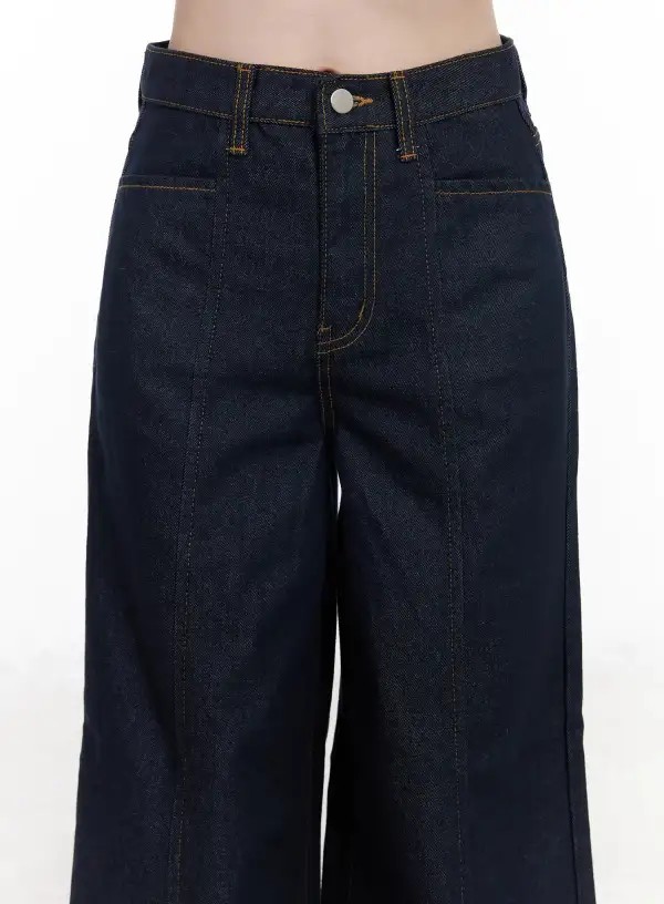 Wide-Fit Polyester Wide Leg Jeans