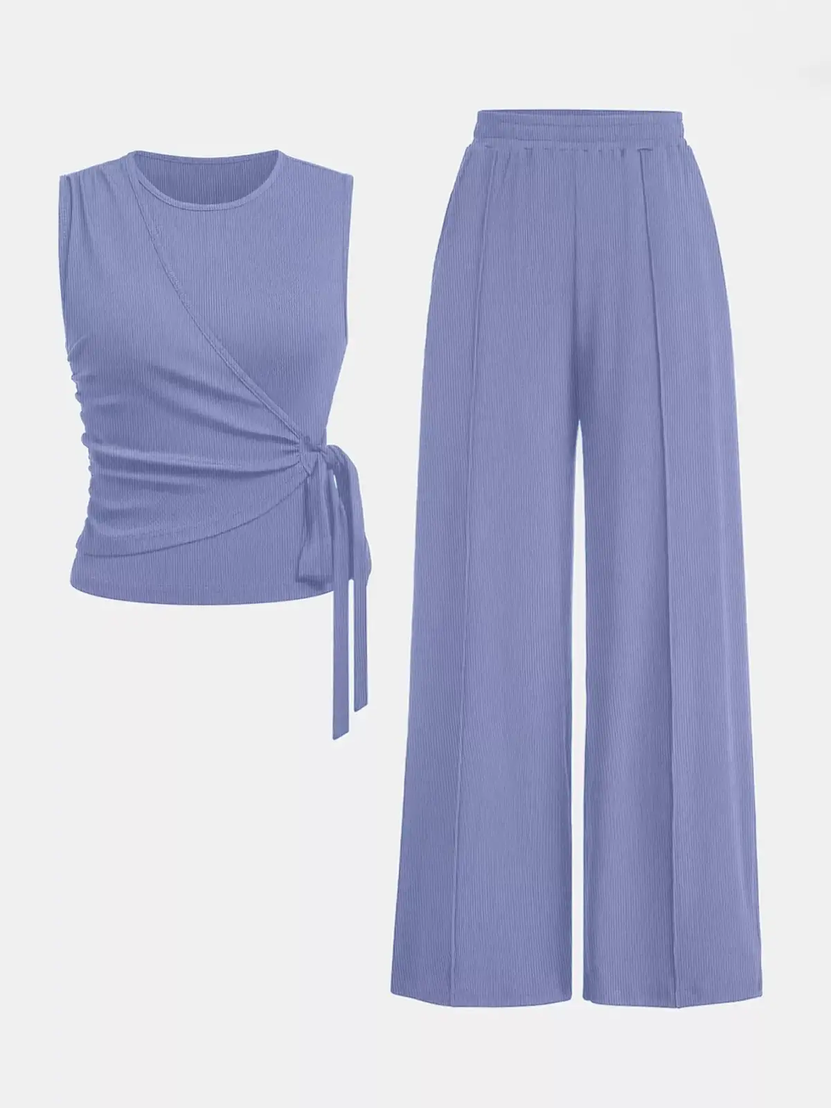 Tailored Round-Neck Pants Matching Set