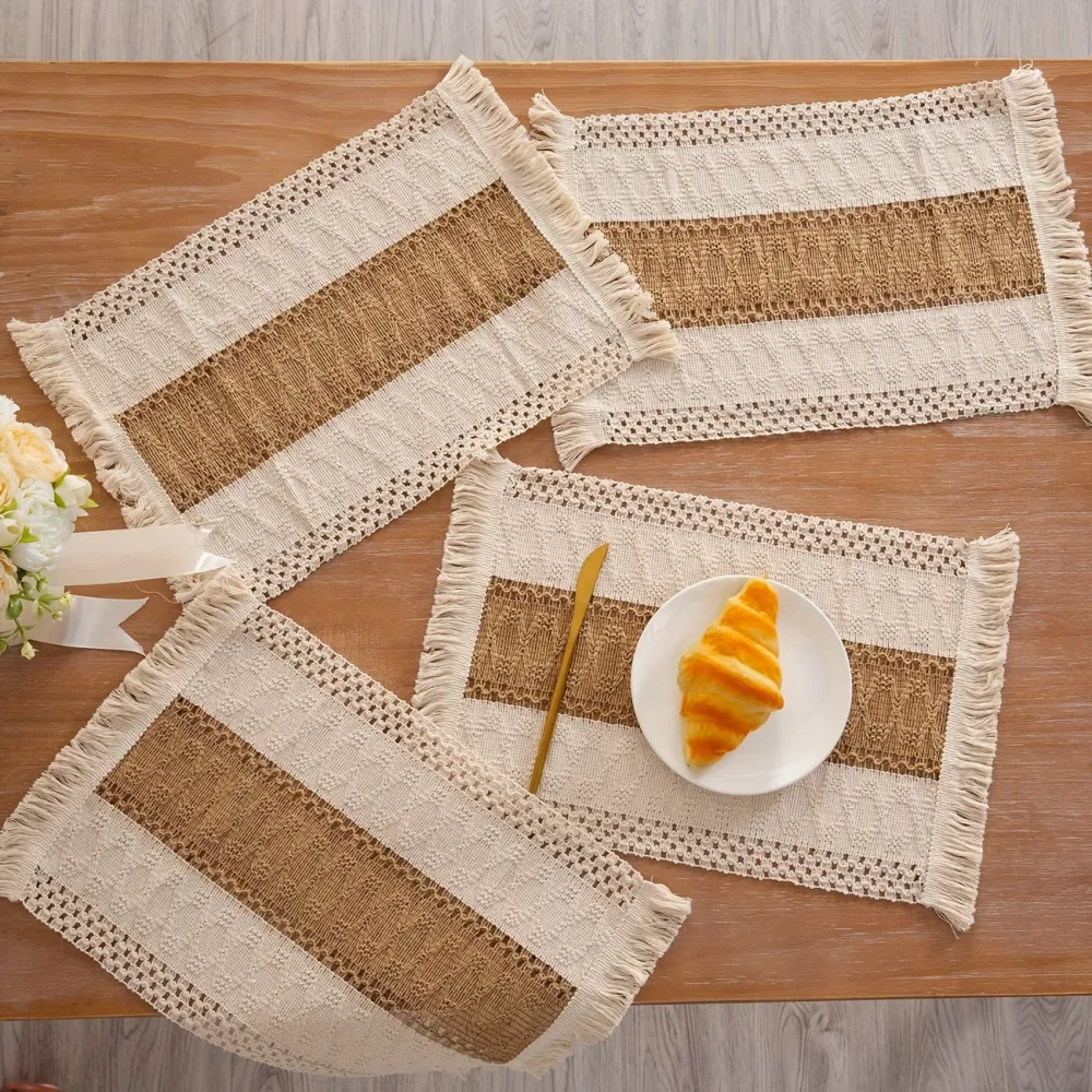 4 Pcs Tassel Edge Woven Placemat