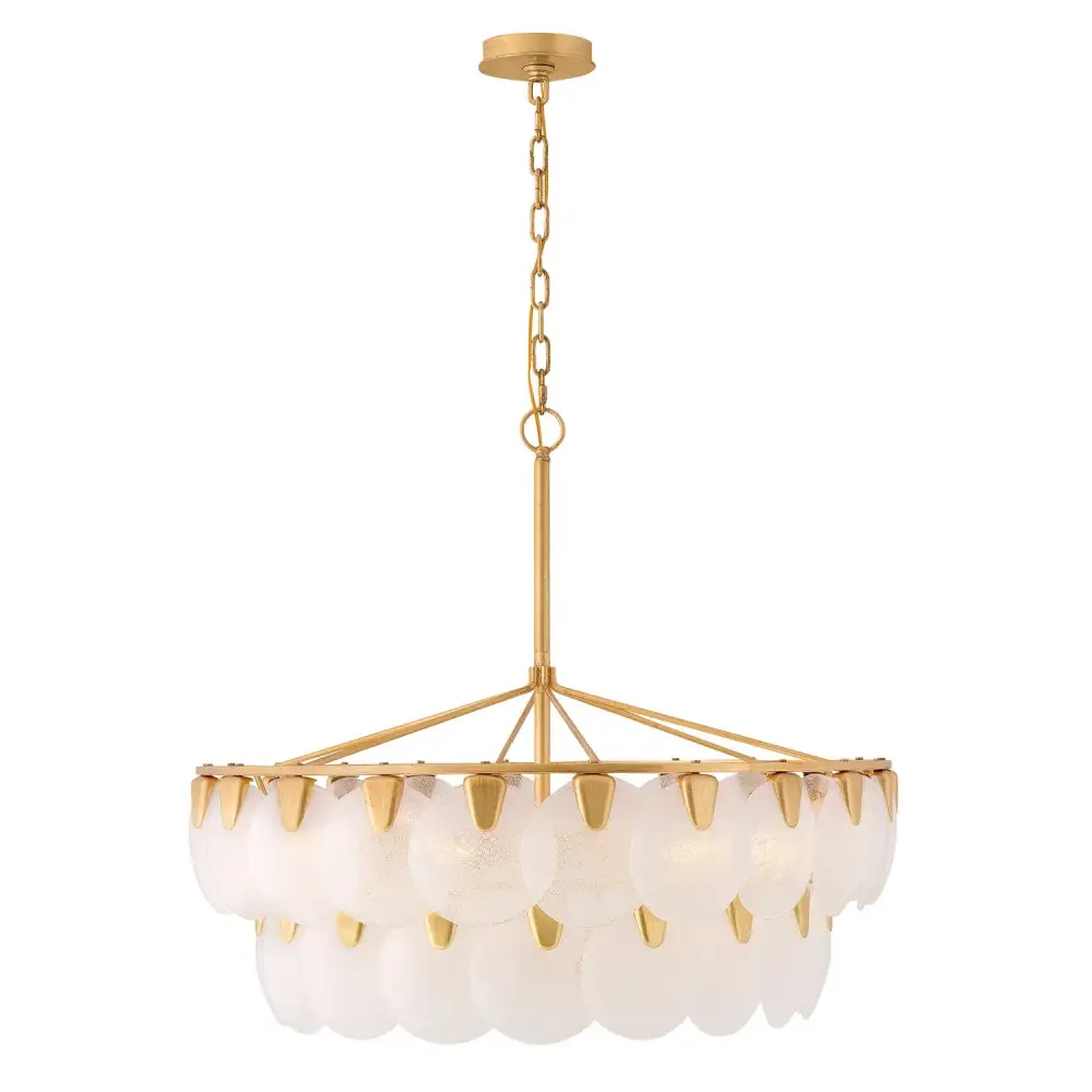 Drum Shade Art Glass Brass Art Deco Chandelier