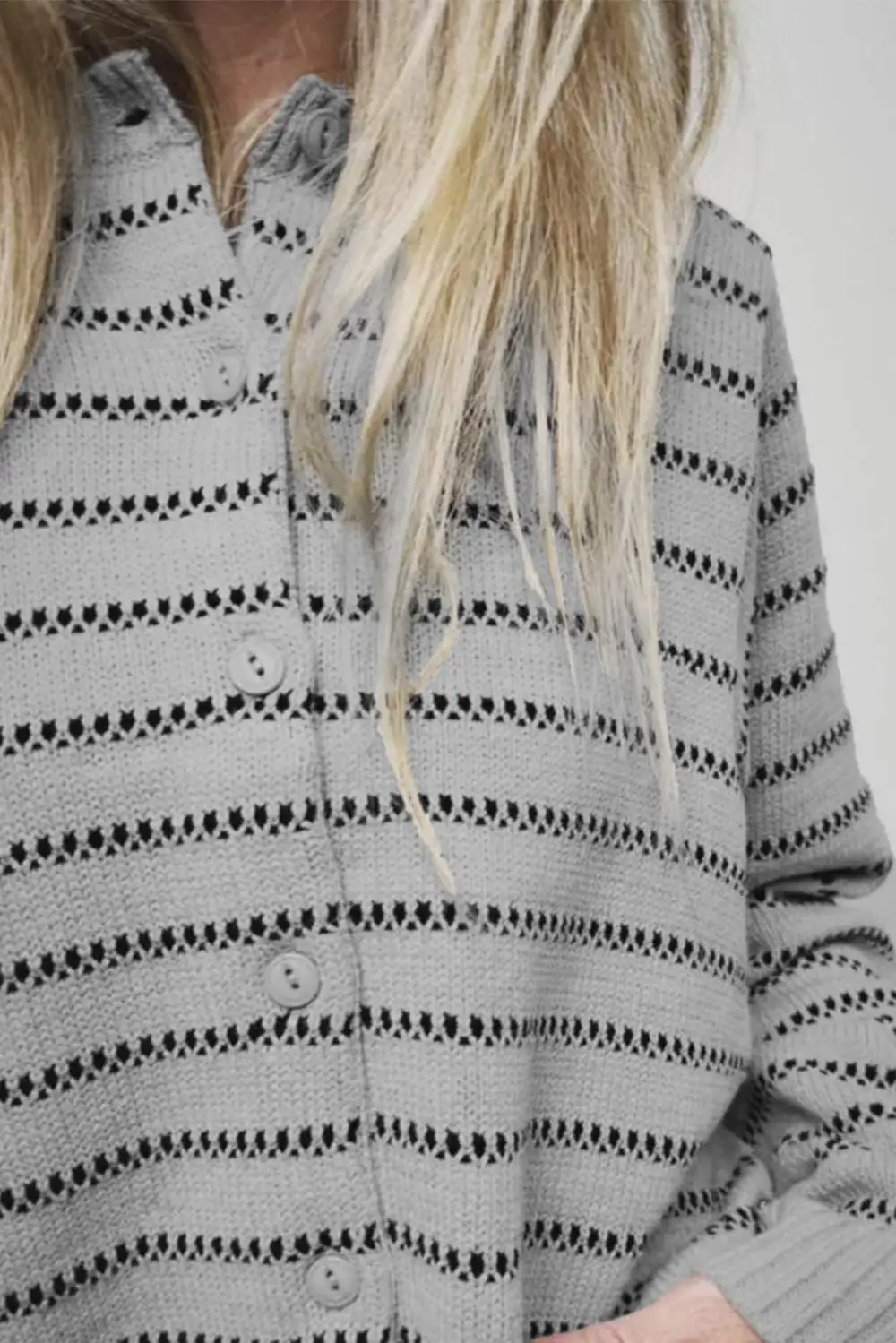 Button Front Ribbed Trim Short Cardigan