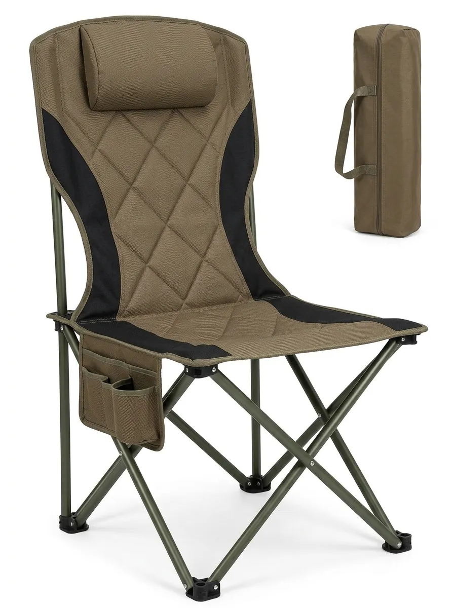 Camping Quilted Padded Folding Trail Camping Chair