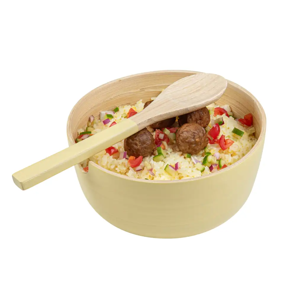 Spun Bamboo Bowl And Spoon Set