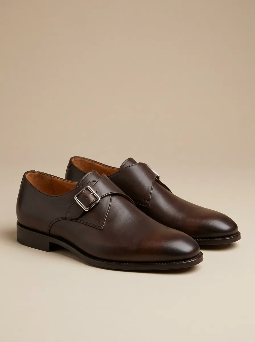 Men's Everyday Classic Business Leather Single Monk Strap Shoes