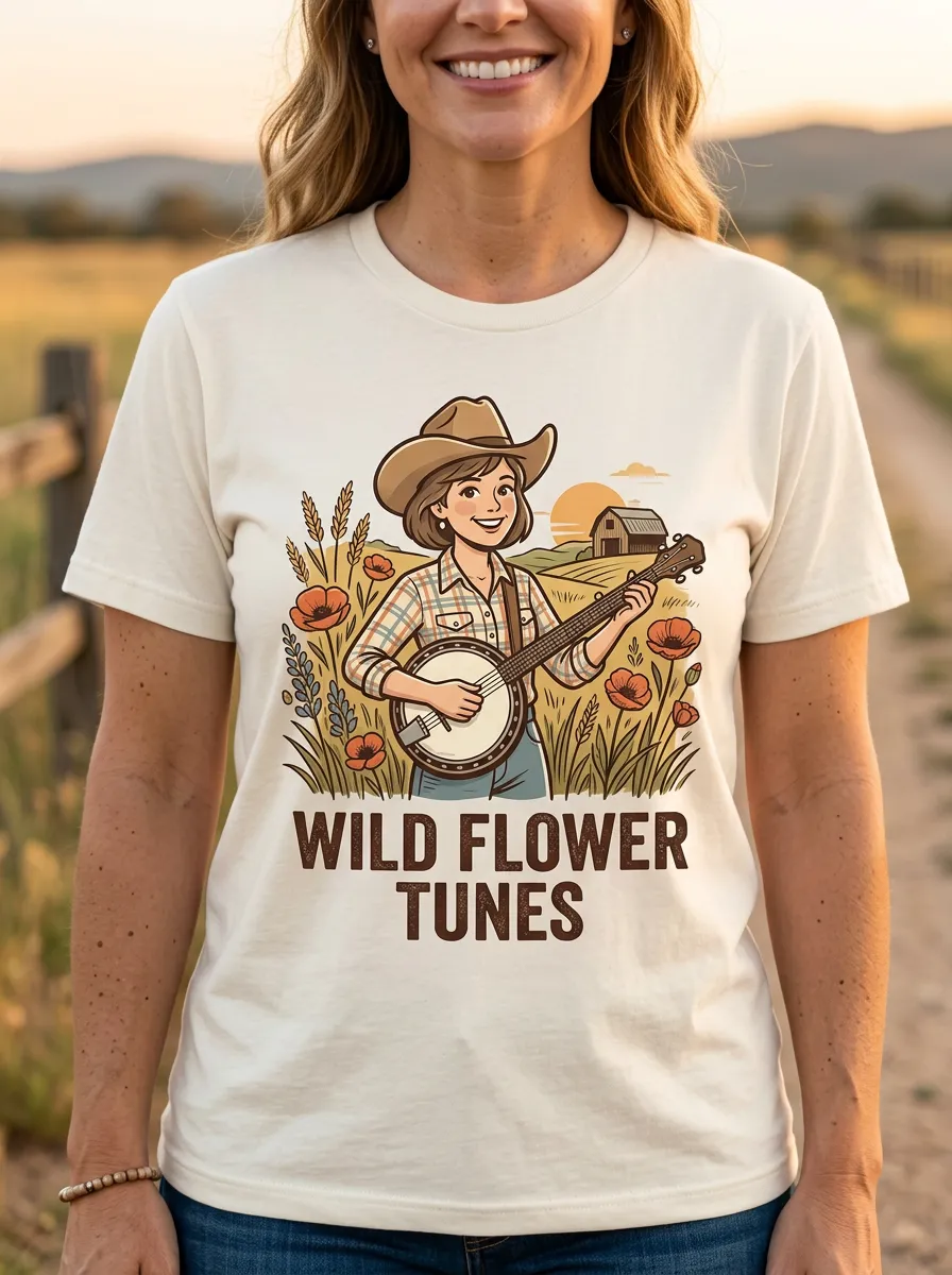 Festival Banjo Country Music Crewneck T-Shirt