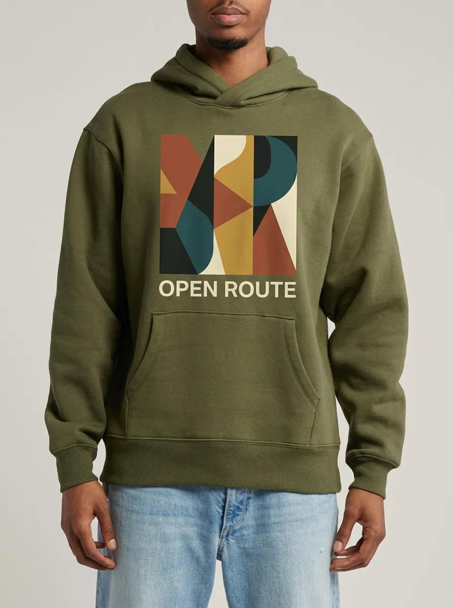 Relaxed Open Route Geometric Abstract Hoodie