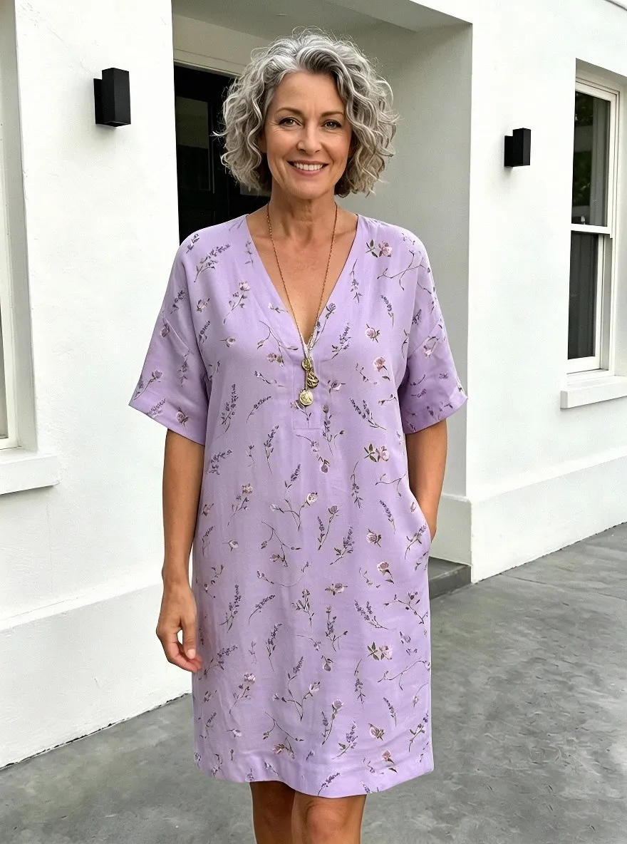 Women's Summer Vacation Blue Floral Olive Green Printed Shirt Dress