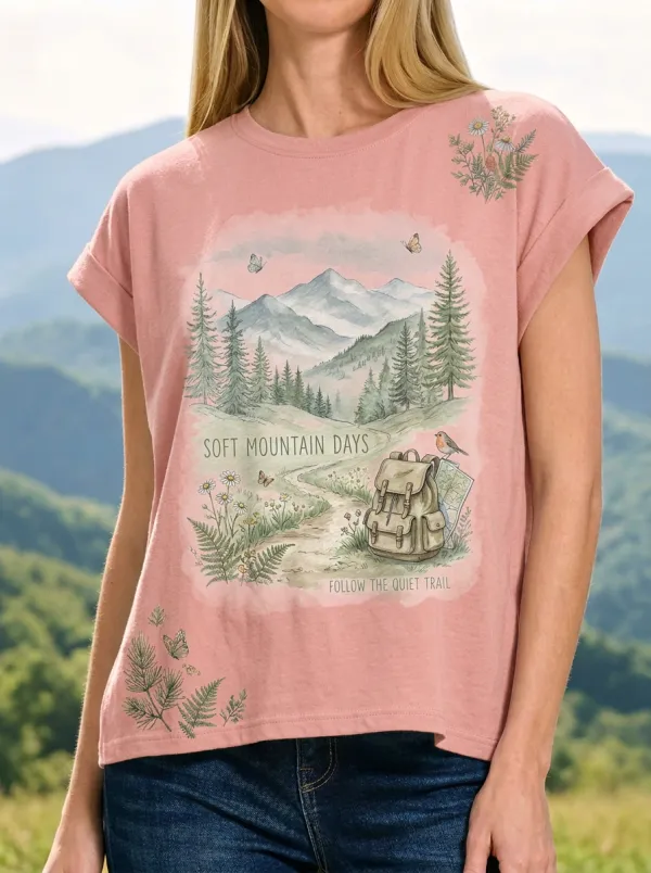 Women's Hiking Lover Mountain Forest Backpack Printed T-shirt