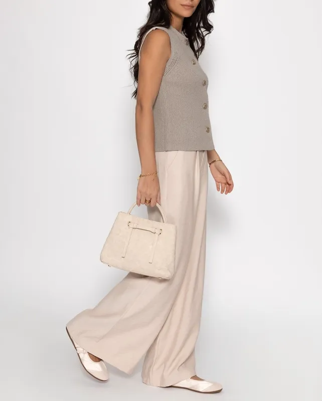 Taupe Knit Button Top