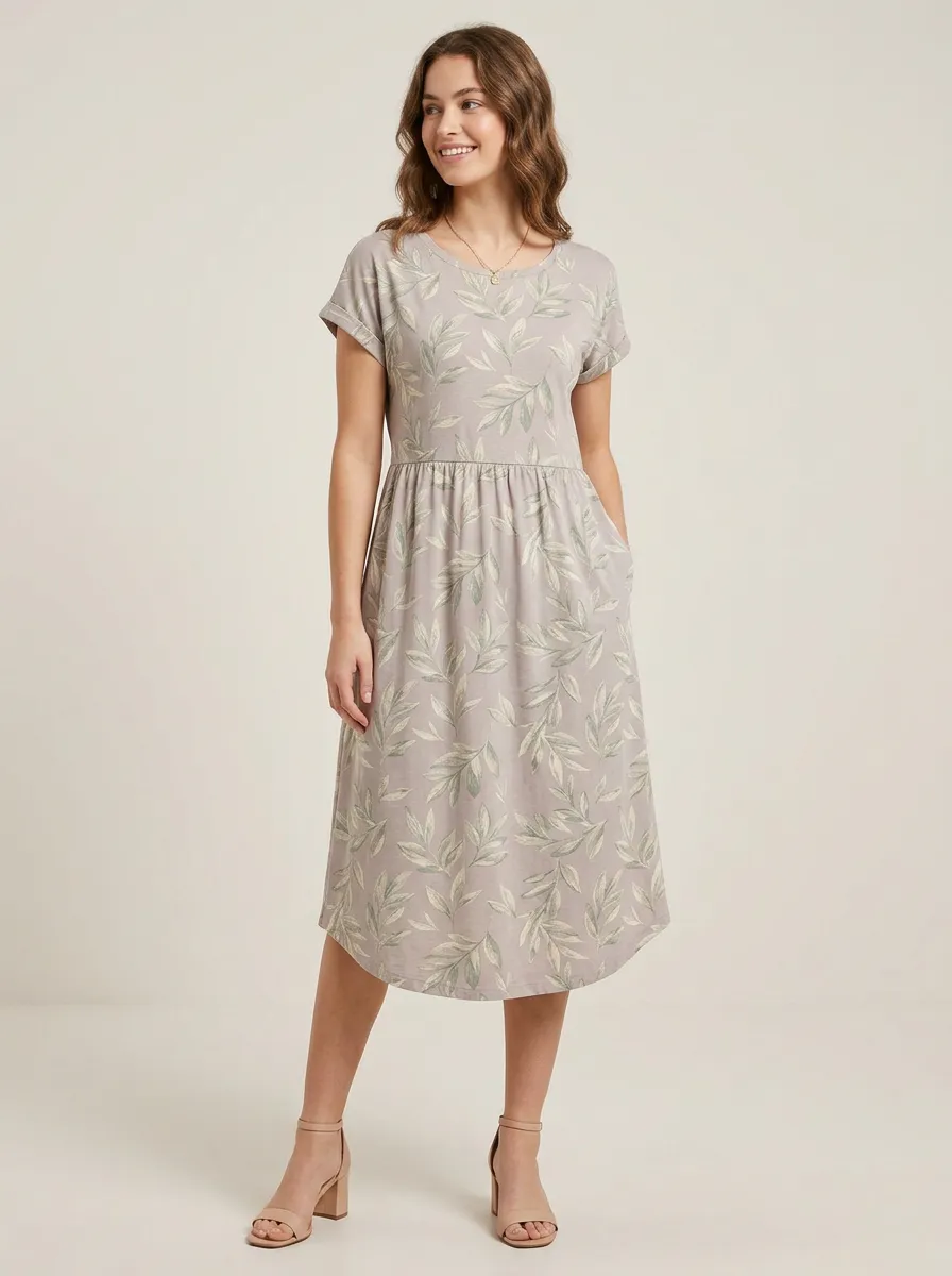 Women's Botanical Nature Lover Leaf Printed Casual Dress