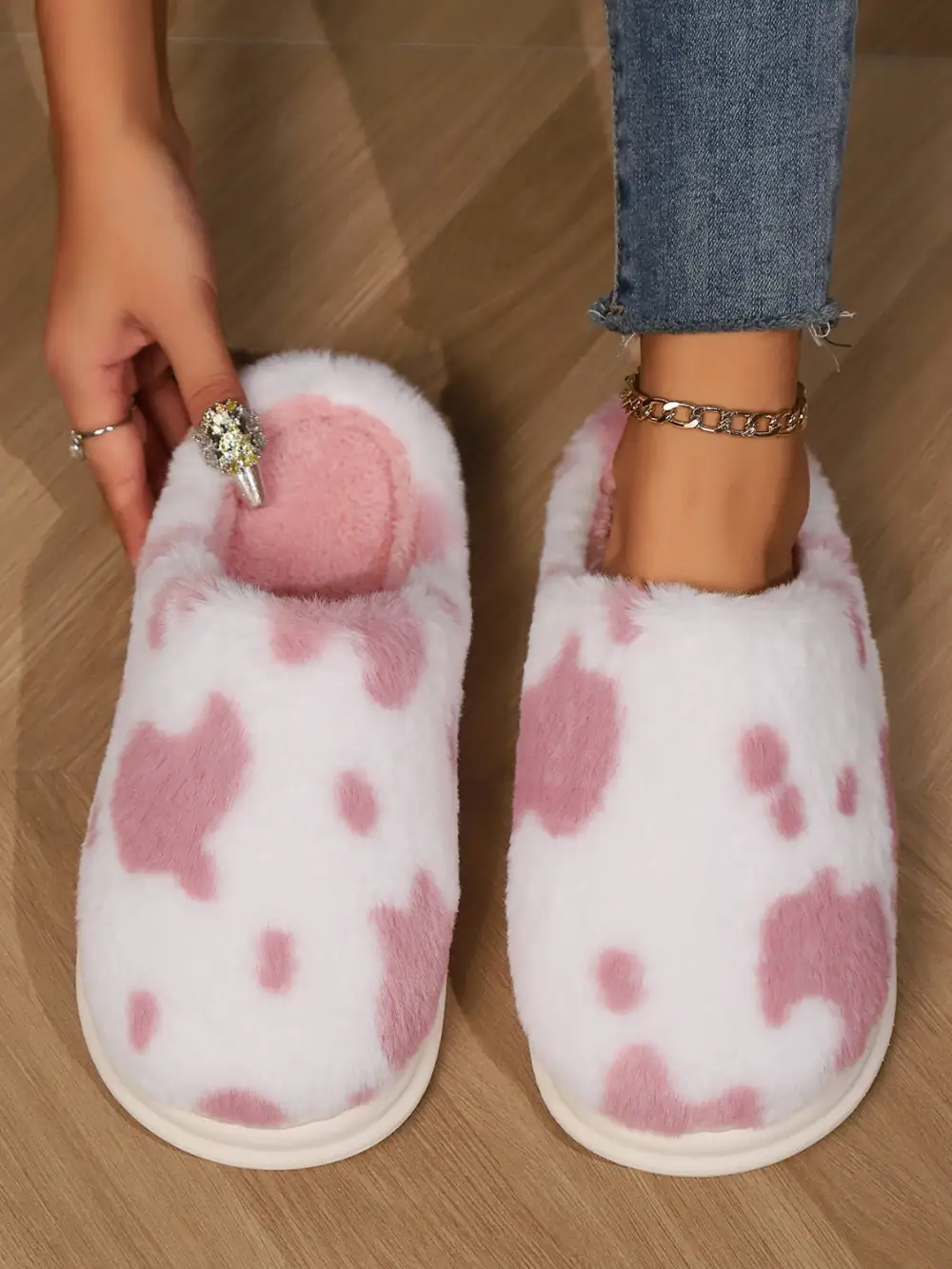 Print Faux Slippers