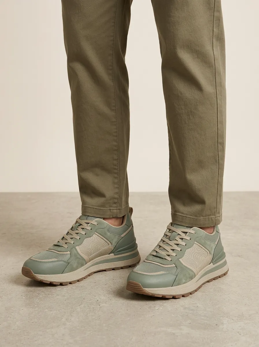 Unisex Topographic Pattern Print Sneakers