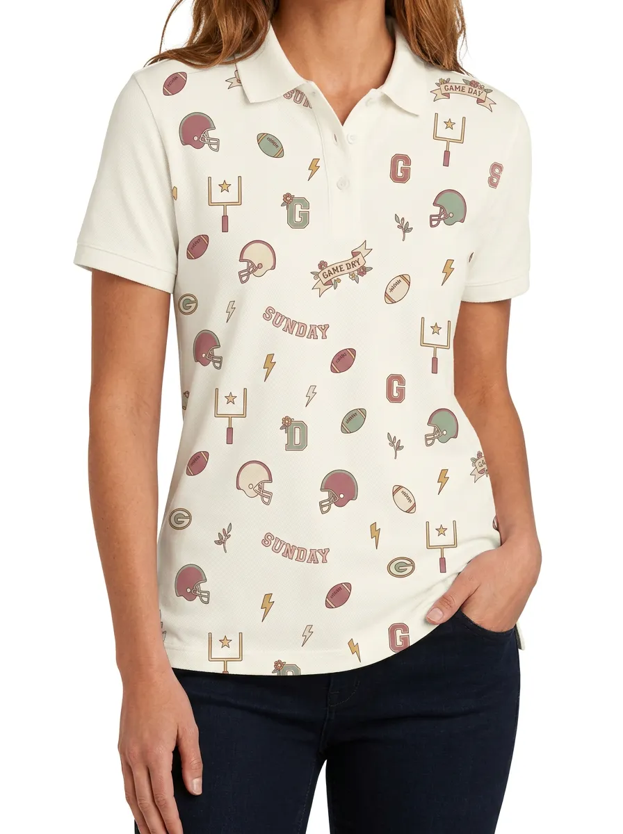 Football Sunday Game Day Helmet Graphic Polo Shirt