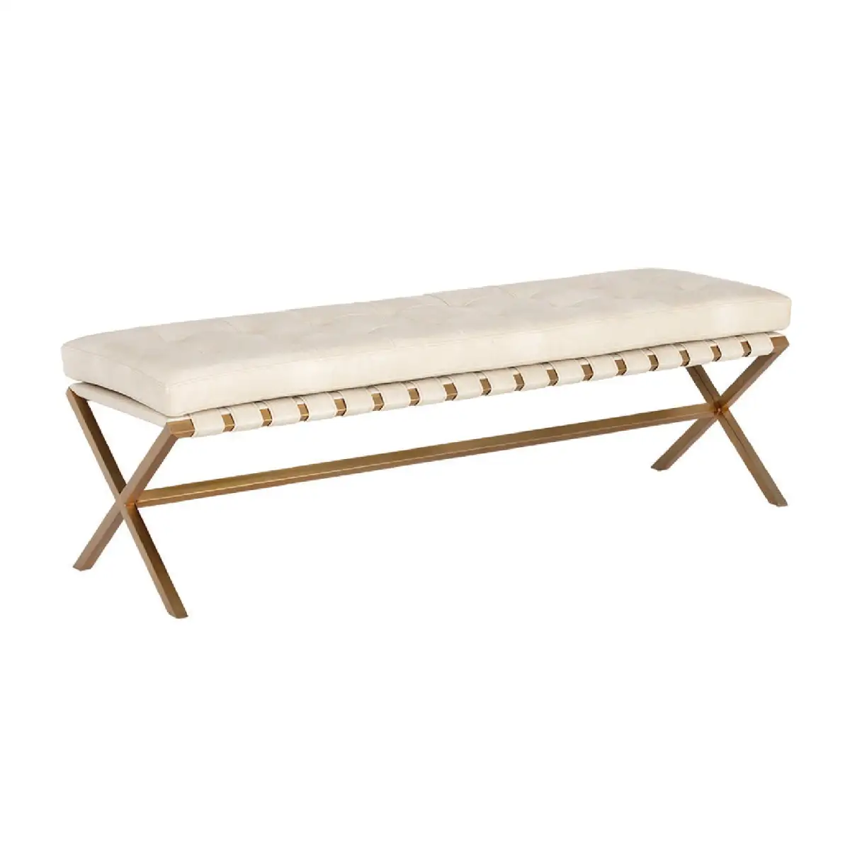 Button-Tufted Tufted Leather Accent Bench