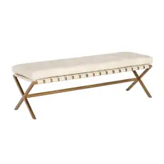 Button-Tufted Tufted Leather Accent Bench
