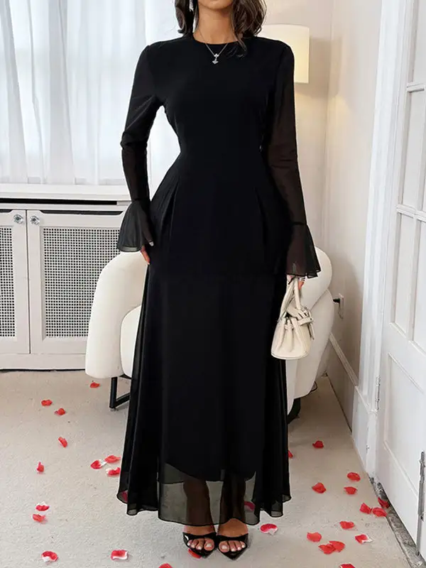 Elasticated Neck Maxi Dress