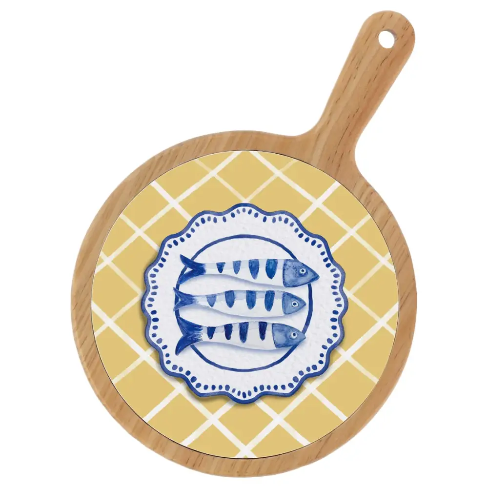 Fish Motif Bamboo Ceramic Cheese Board