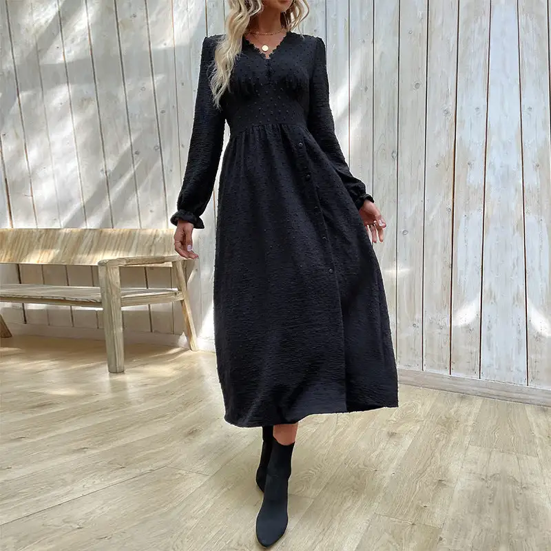 Women's V-Neck Asymmetric Maxi Dress