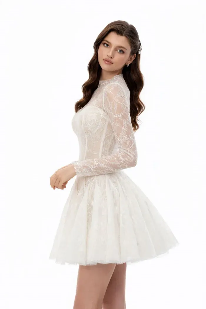 Mirabella Sequined Flroal Lace Mini Dress