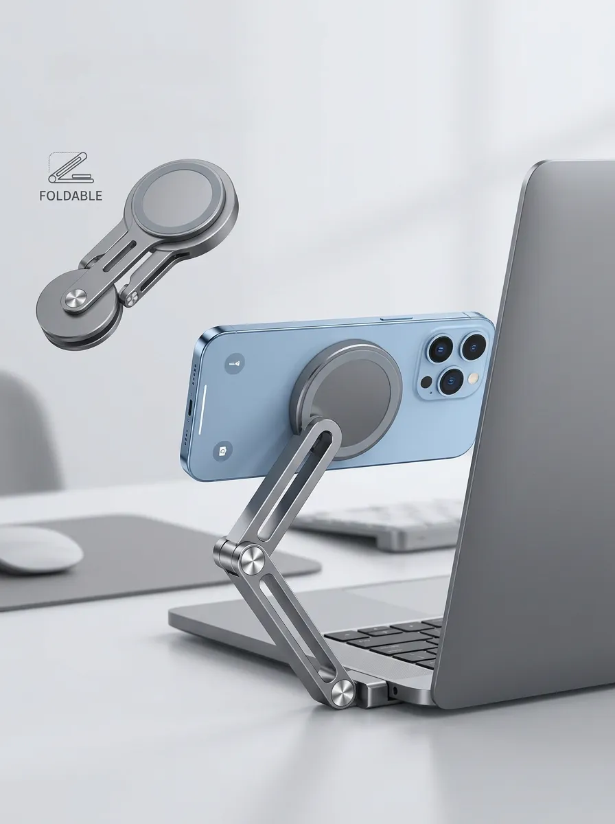 Foldable Magnetic Laptop Phone Mount