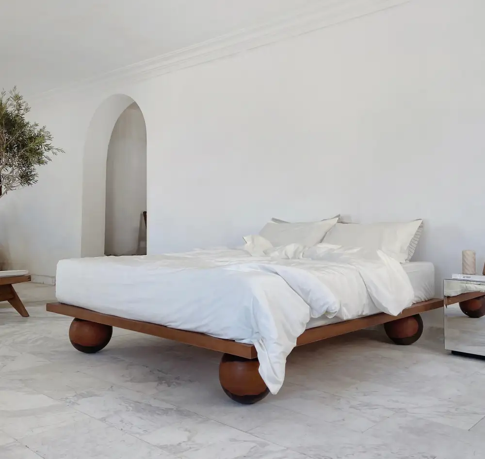 Rounded Wood Platform Bed