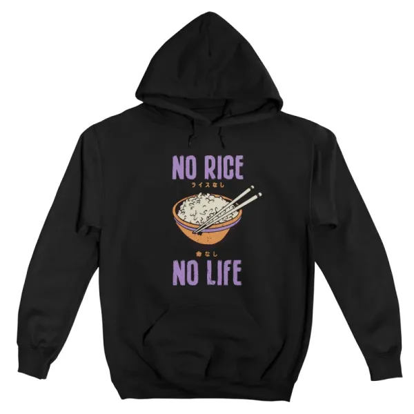 Men's Humorous Rice-Themed Print Hoodie