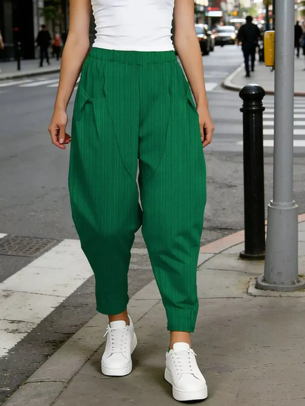 Plus Size Casual Elastic Waist Harem Pants