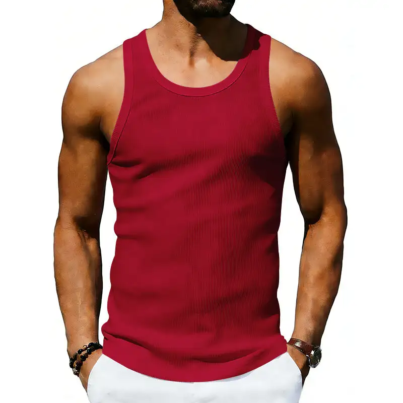 Men's Ribbed Casual Tank Top With Wide Straps And A Fitted Cut