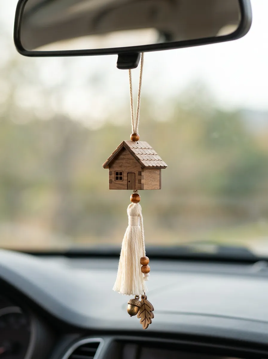 Tassel House Rearview Mirror Hanging Ornament
