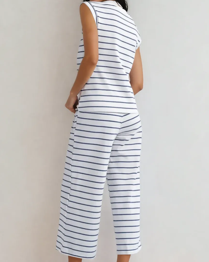 Striped Wide Leg Two Piece Set