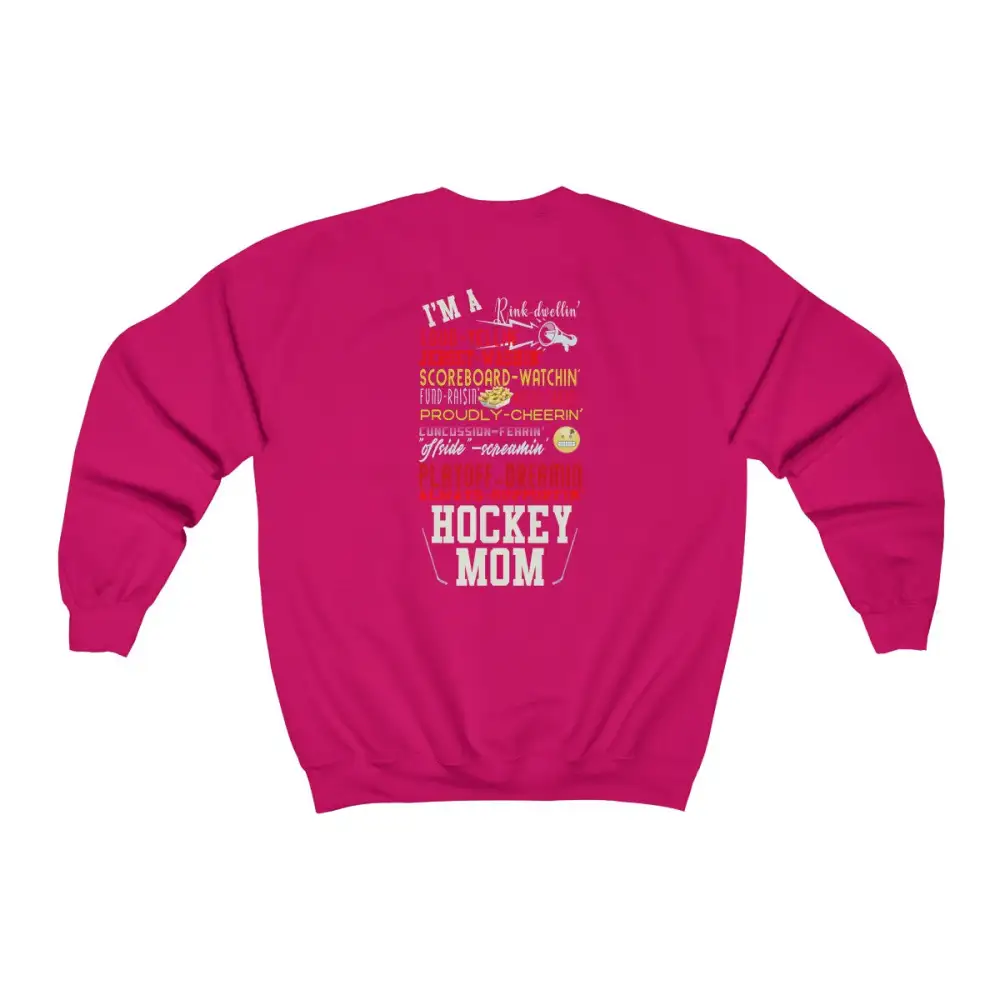 Mom Support Back Print Hockey Graphic Crewneck Sweatshirt
