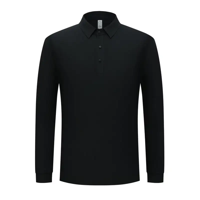 Men's Snap-Button Long-Sleeve Polo Shirt