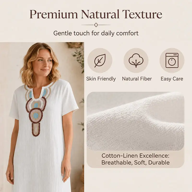 🌿Women's Embroidered Maxi Dress with Front Slit