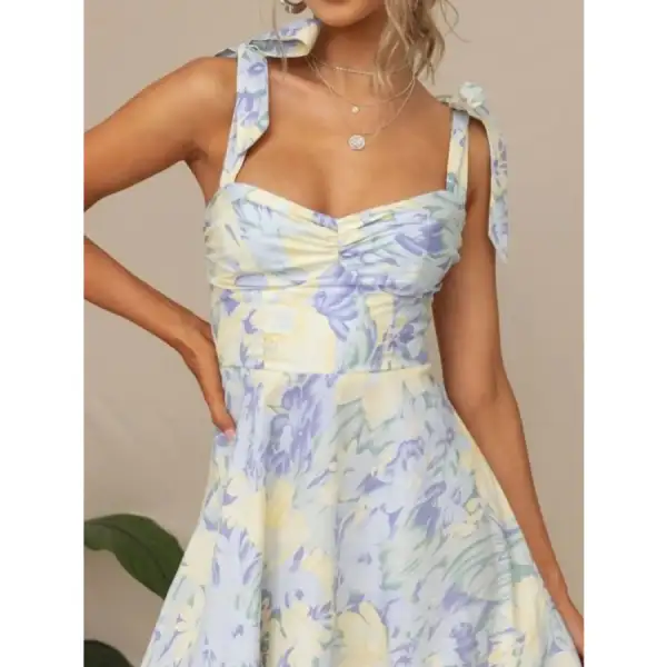 Tie-Strap Sweetheart Neck Midi Dress