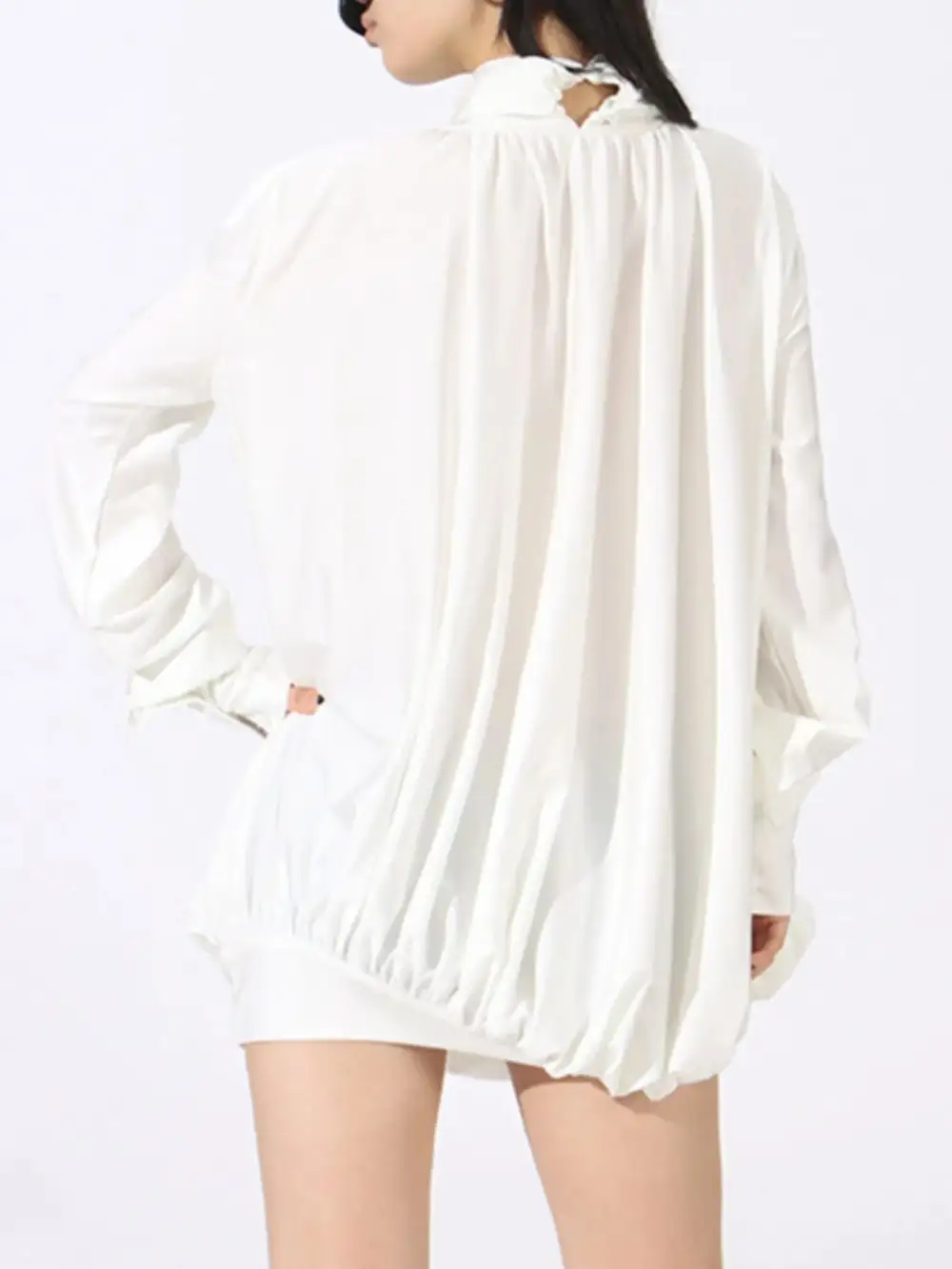 Relaxed Shape Ruched Long Sleeve Mini Dress
