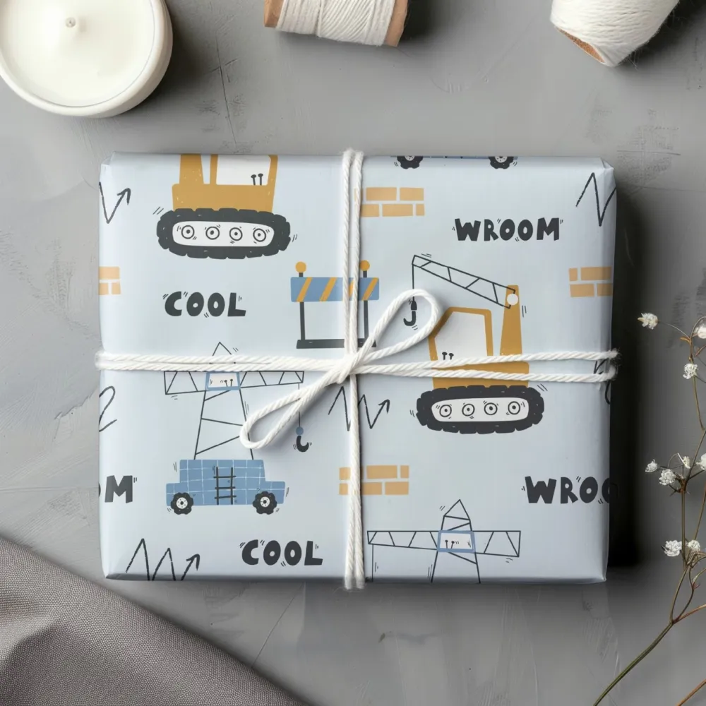 Construction Vehicle Gift Wrapping Paper