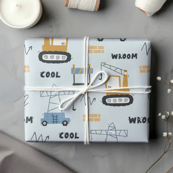 Construction Vehicle Gift Wrapping Paper
