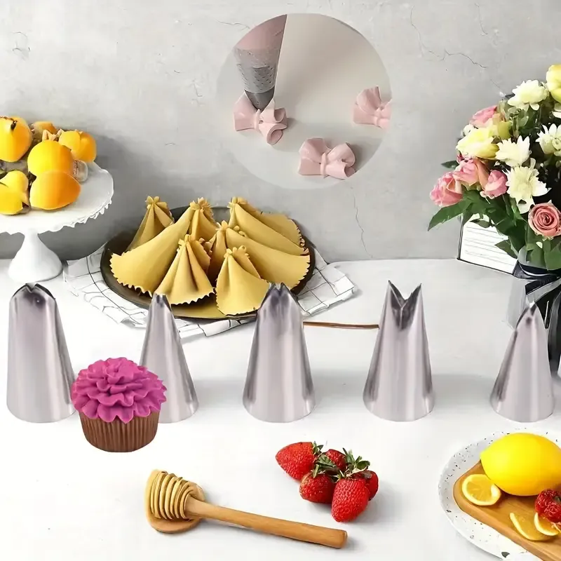 5pcs Stainless Steel Leaf Piping Tip