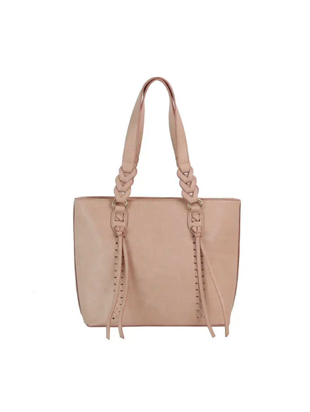 Cross Stitch Detailed Braided Tote Bag