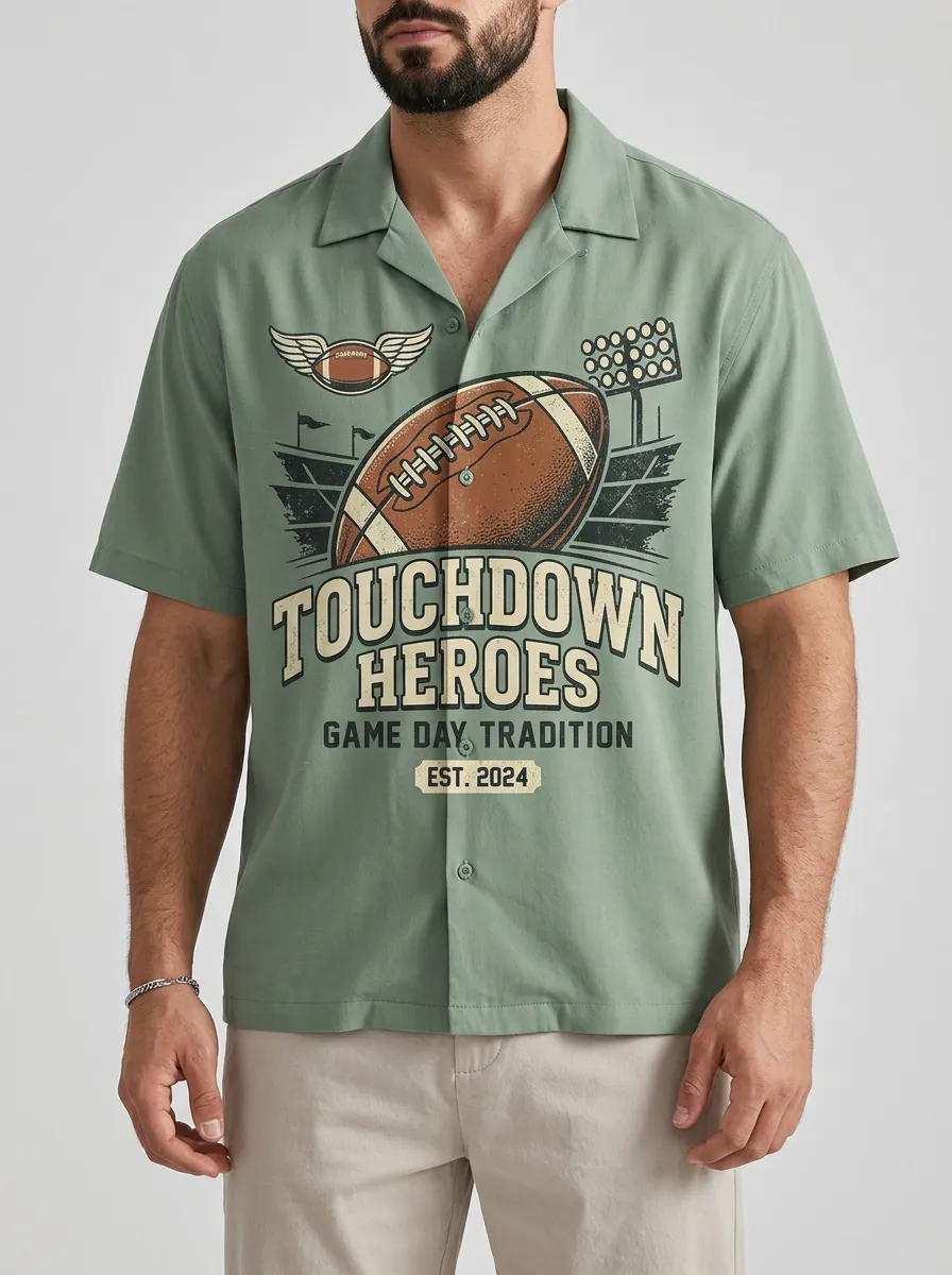 Men's American Football Touchdown Heroes Stadium Printed Camp Shirt