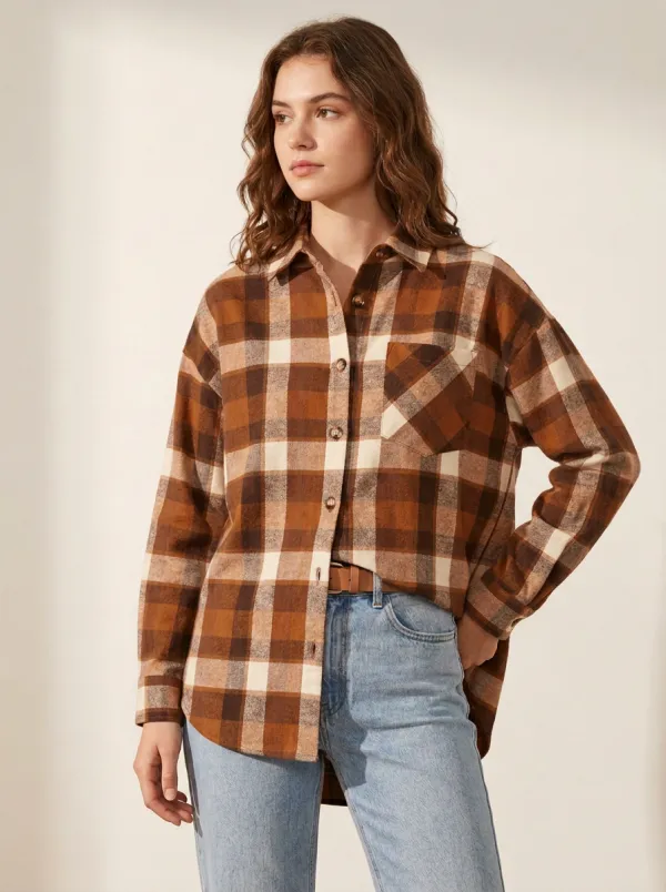 Minimal Printed Plaid Plaid Long-Sleeve Shirt