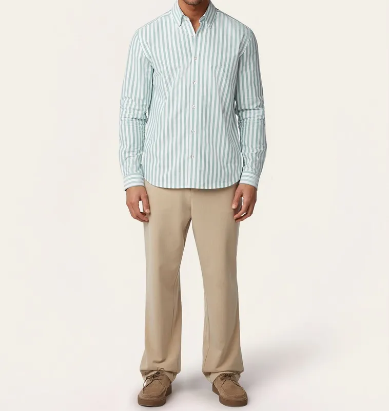 Oxford Shirt Green / White Stripe