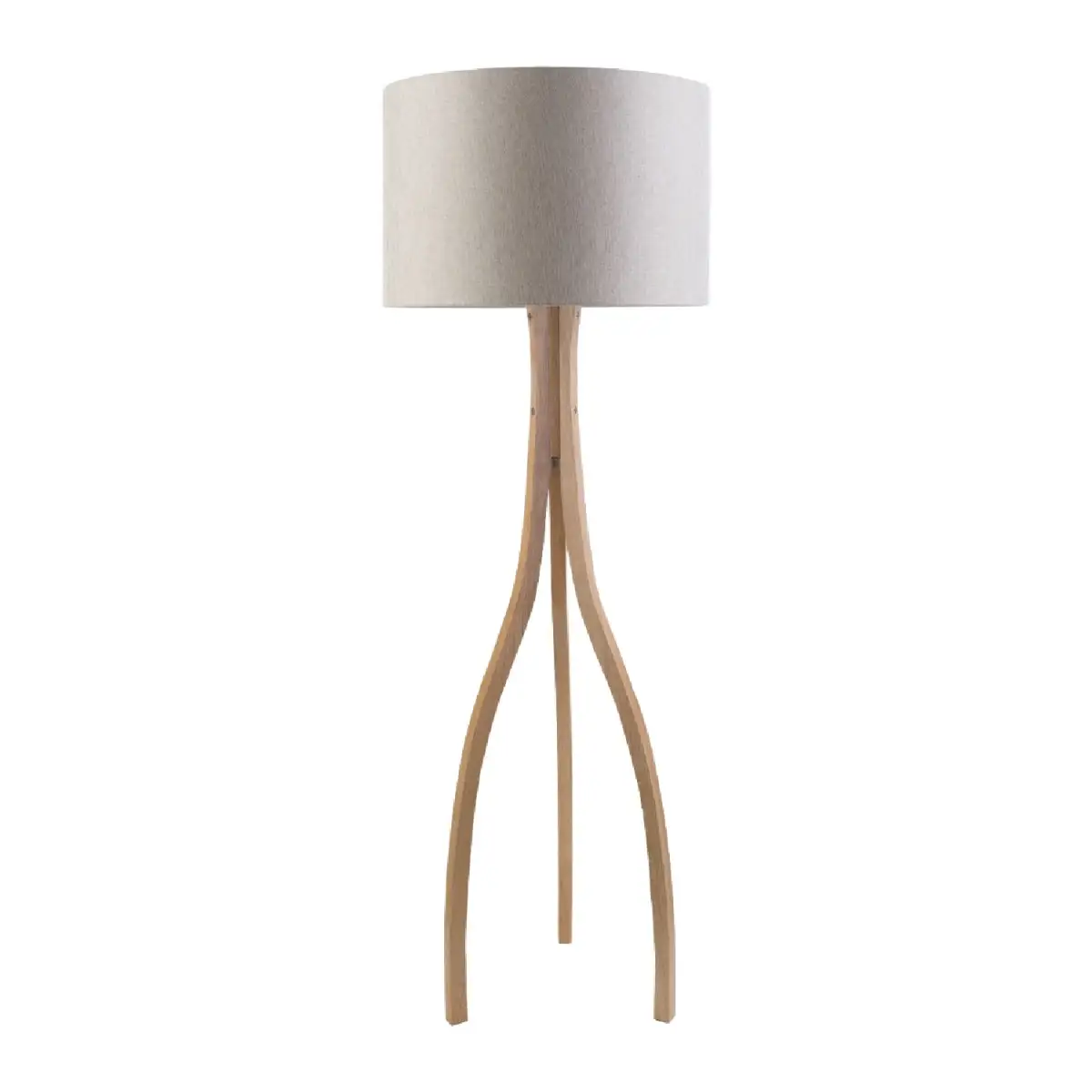 Wood-Veneer Tripod Floor Lamp