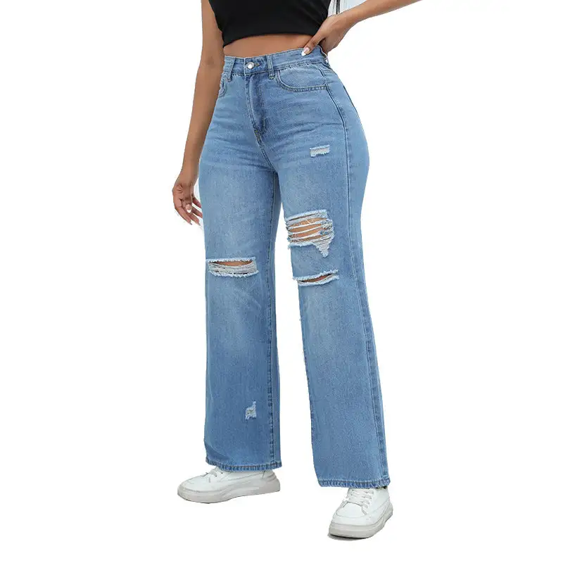 Ripped Wide Leg Jeans