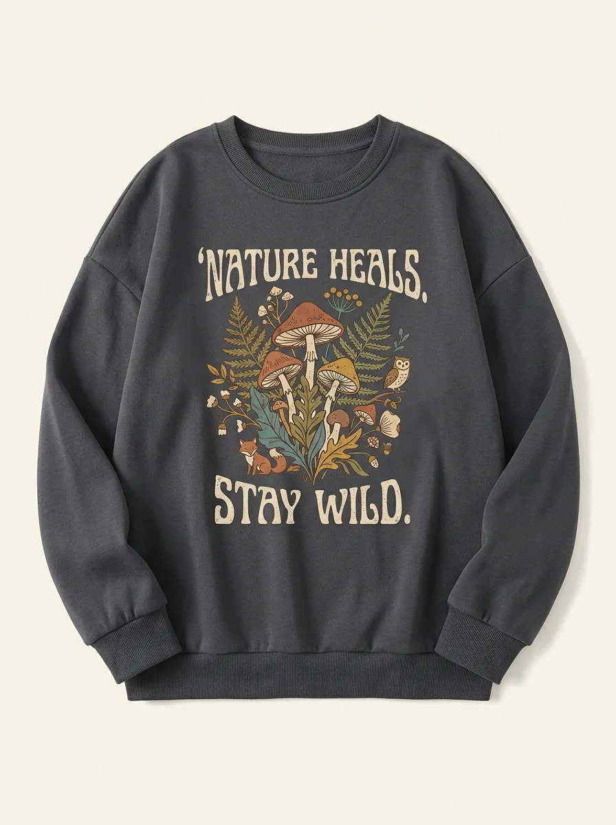 Nature Lover Mushroom Fox Owl Sweatshirt