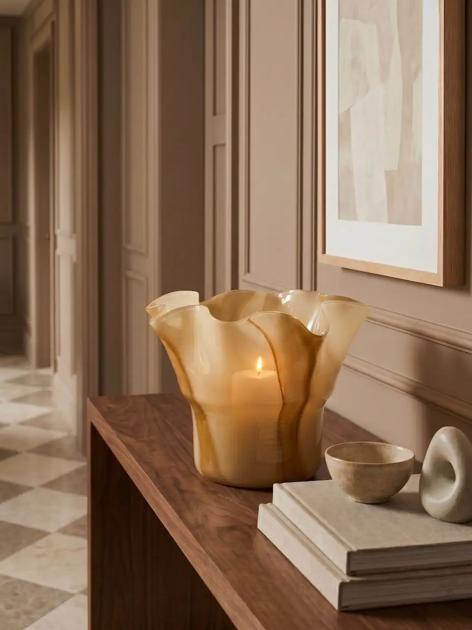 Striped Glass Decorative Table Vase