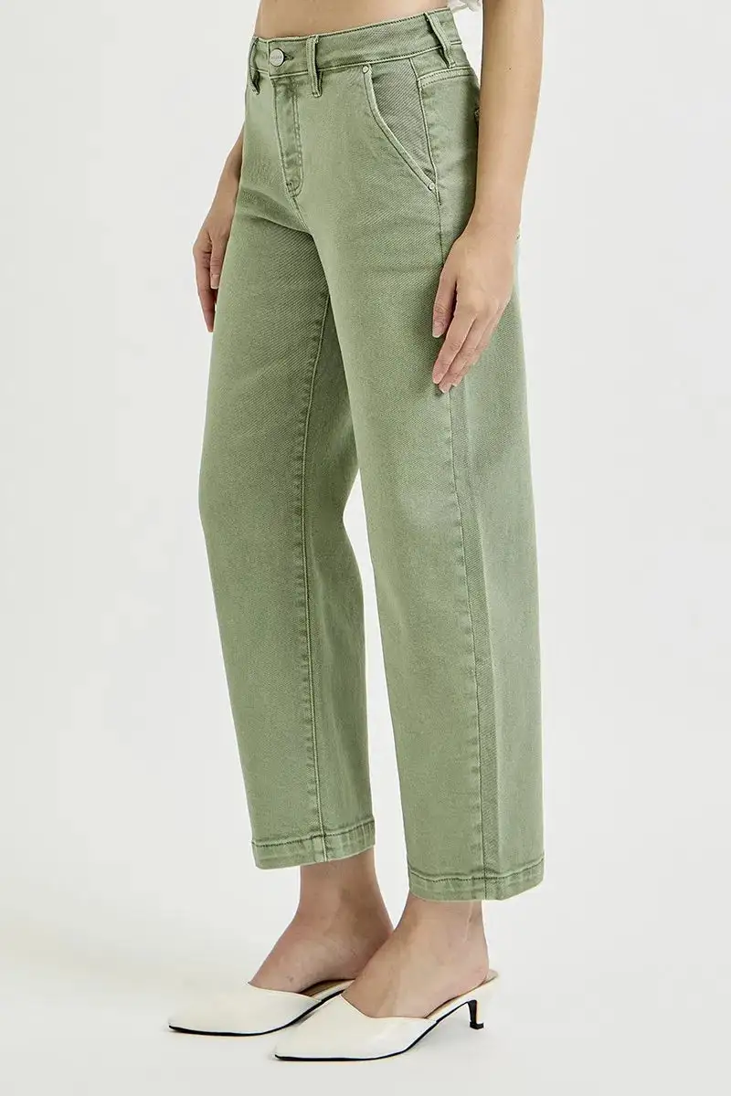 Full Size Tummy Control High Rise Crop Barrel Jeans Plus Size