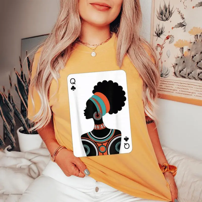 Black Woman Queen Card Women's Oversized Comfort T-Shirt