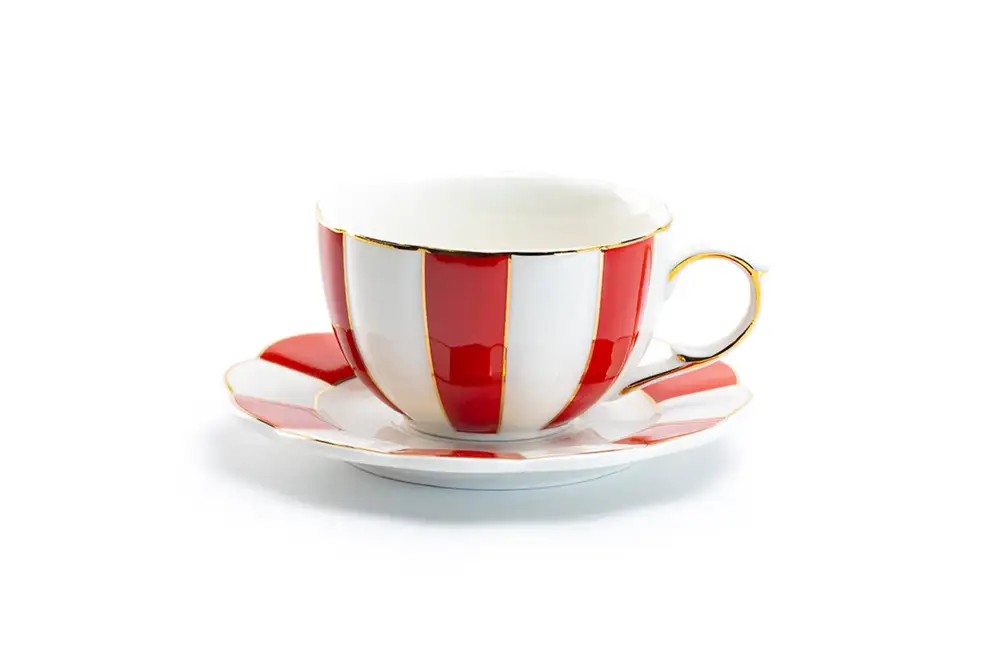 Classic Scalloped Porcelain Tea Cup And Saucer