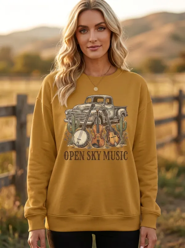Guitar Truck Women's Country Music Long-Sleeve Shirt